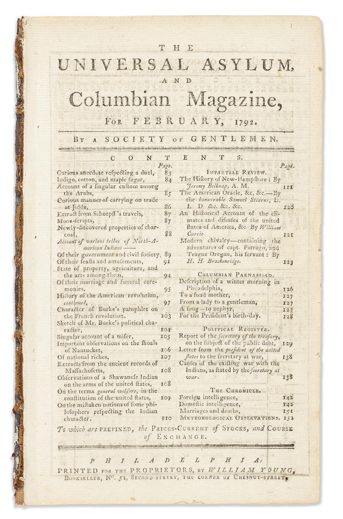 Gannett, Deborah Sampson (1760-1827) The Universal Asylum and Columbian Magazine.